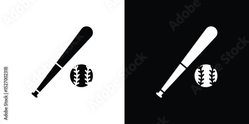 Baseball icon in flat version on black and white background