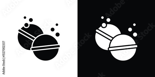 Bath salts bomb icon in flat version on black and white background