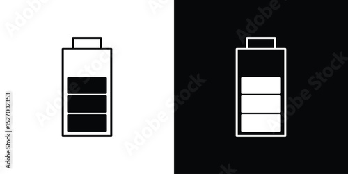 Battery life icon in flat version on black and white background