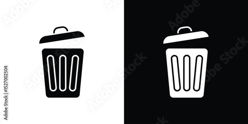 Bin icon in flat version on black and white background