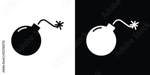 Bomb icon in flat version on black and white background