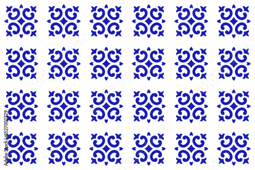 Mexican talavera blue ceramic tile. Traditional seamless pattern from Puebla.