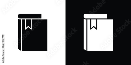 Book bookmark icon in flat version on black and white background
