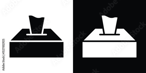 Box tissue icon in flat version on black and white background