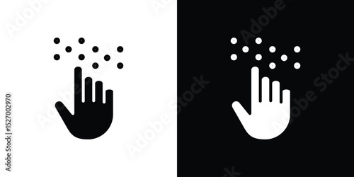 Braille icon in flat version on black and white background
