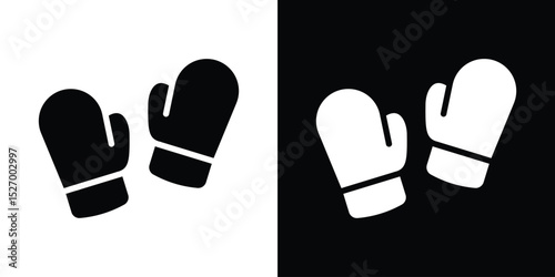 Boxing glove icon in flat version on black and white background