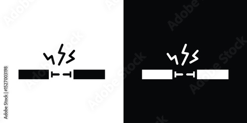 Broken Wire Icon icon in flat version on black and white background