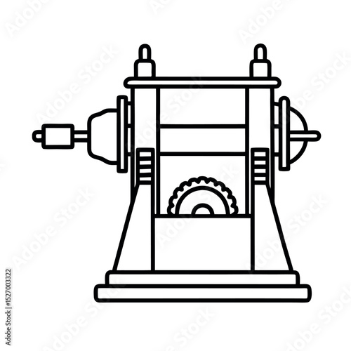 Outline of Broaching Machine Line Art Vector