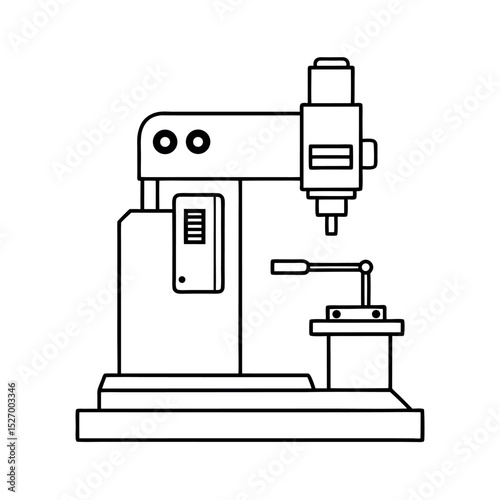 Outline of Broaching Machine Line Art Vector