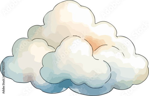 Cloud watercolor vector illustration.