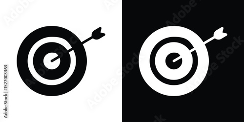 Bullseye icon in flat version on black and white background