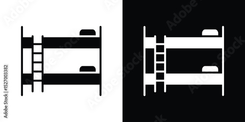 Bunk bed icon in flat version on black and white background