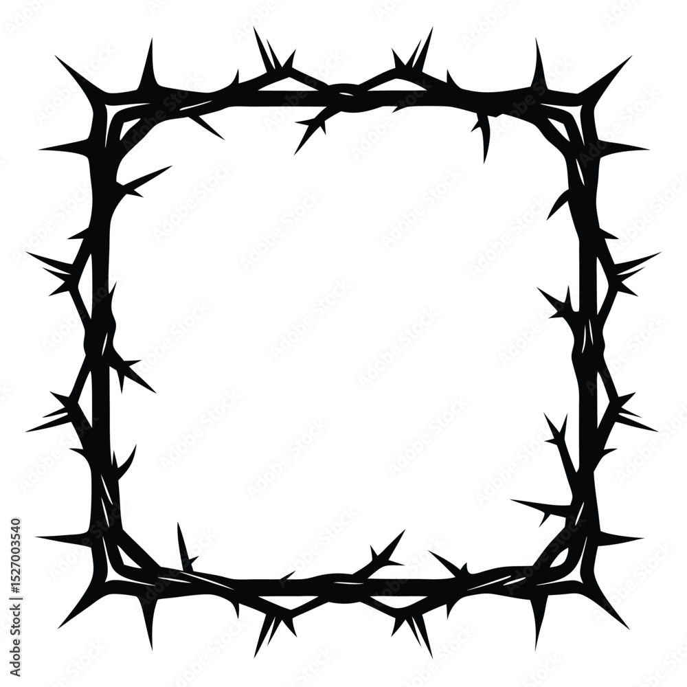 Fototapeta premium Square Crown of Thorns Silhouette Religious Symbol, Illustration, Isolated on White