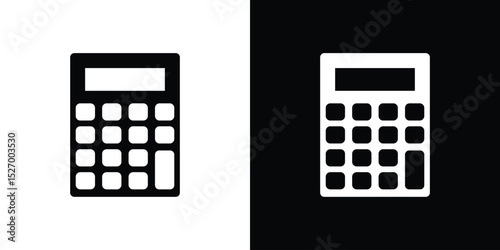 Calculator icon in flat version on black and white background