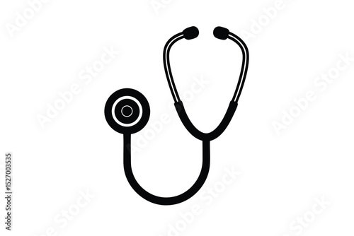 Stethoscope Black and White Illustration Medical Equipment Healthcare Tool Doctor Nurse Diagnostic Instrument