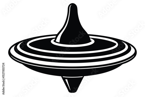 Stylized Black and White of a Classic Spinning Top Toy