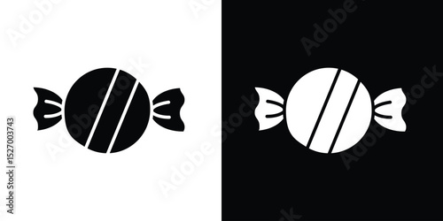 Candy icon in flat version on black and white background