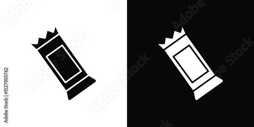 Candy-bar icon in flat version on black and white background