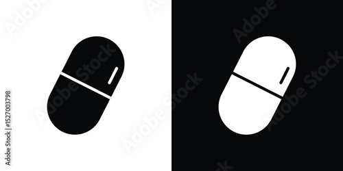 Capsules icon in flat version on black and white background