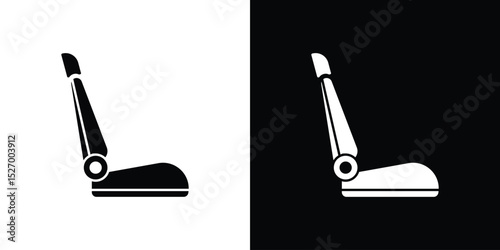 Car seat icon in flat version on black and white background