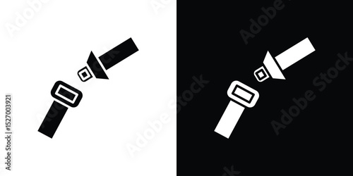 Car seat belt icon in flat version on black and white background