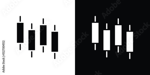 Chart candlestick icon in flat version on black and white background