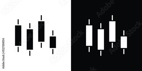 Chart candlestick icon in flat version on black and white background