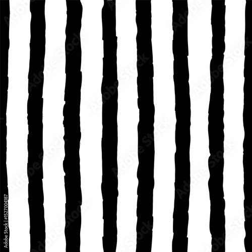 Seamless pattern with hand drawn chalk textured vertical lines. Contrast background with sketchy scribble stripes in black and white colors. Abstract vector seamless wallpaper