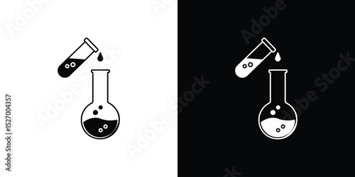 Chemical test icon in flat version on black and white background