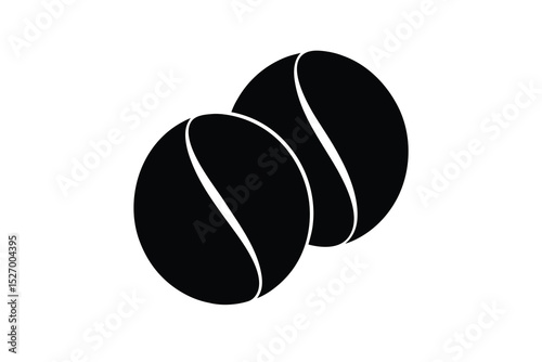 Two Black Coffee Beans Illustration on a White Background Minimalist Style Coffee