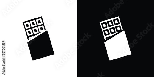 Chocolate icon in flat version on black and white background