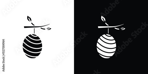 Cocoon icon in flat version on black and white background