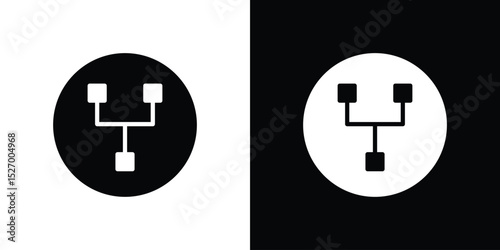 Code Fork icon in flat version on black and white background