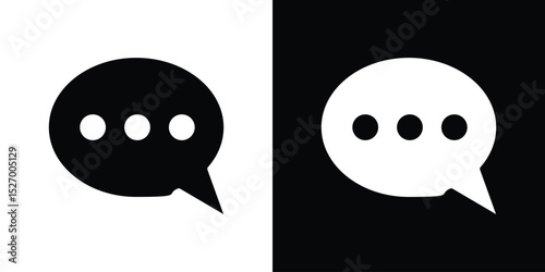 Comments icon in flat version on black and white background
