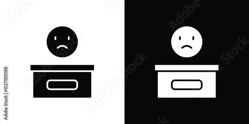 Complaint box icon in flat version on black and white background