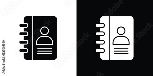 Contact book icon in flat version on black and white background