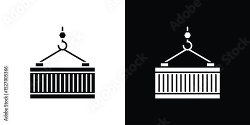 Container icon in flat version on black and white background