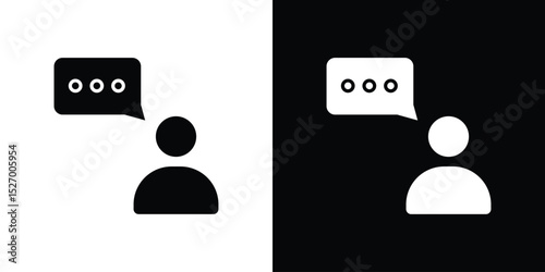 Customer feedback icon in flat version on black and white background