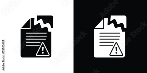Data loss icon in flat version on black and white background