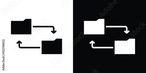 Data transfer icon in flat version on black and white background