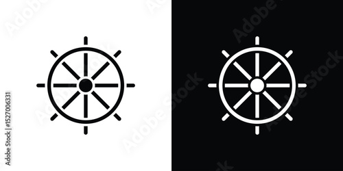 Dharmachakra icon in flat version on black and white background