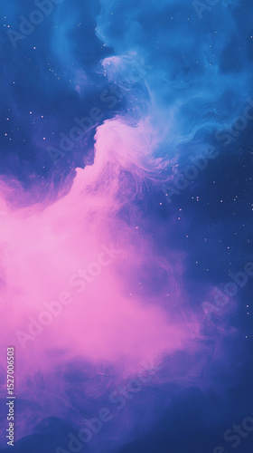 A vibrant cloud of pink and blue nebula-like gas swirls in a starry, dark blue space background. Generative AI