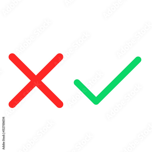 check mark and cross in transparent
