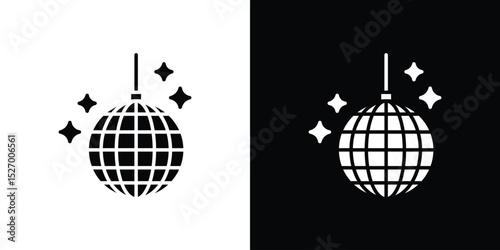Disco ball icon in flat version on black and white background