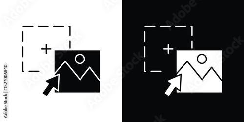 Drag and drop icon in flat version on black and white background