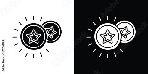 Earn point icon in flat version on black and white background