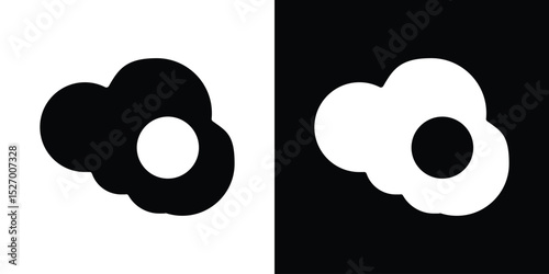 Egg fried icon in flat version on black and white background