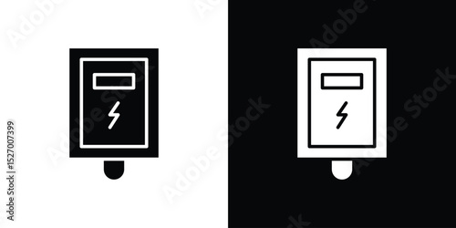 Electrical soap box icon in flat version on black and white background