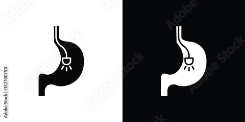 Endoscopy icon in flat version on black and white background