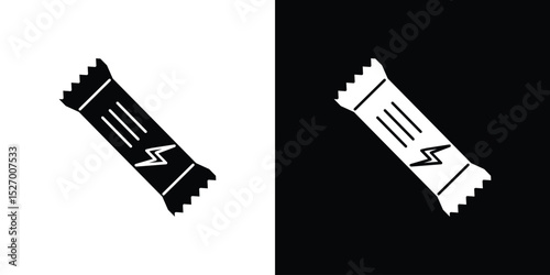 Energy bar icon in flat version on black and white background